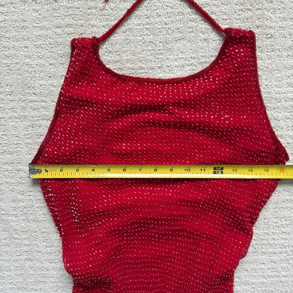 STENAY | Red Silk Beaded Open Back Gown Sz 4 - Picture 3 of 13